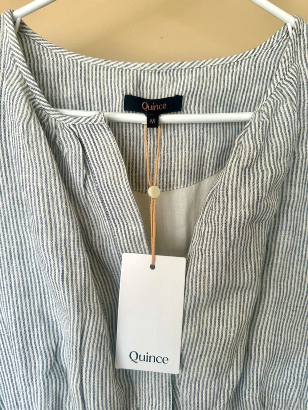 Quince Light Blue Pinstripe Tiered Maxi Dress - Picture 2 of 7